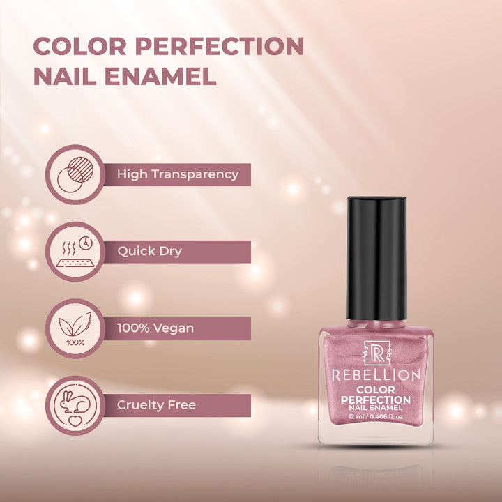 Rebellion rose gold nail enamel features and characteristics