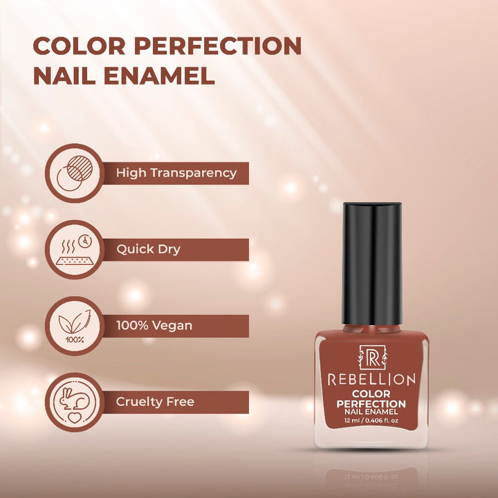 Rebellion mocha brown nail enamel features and characteristics