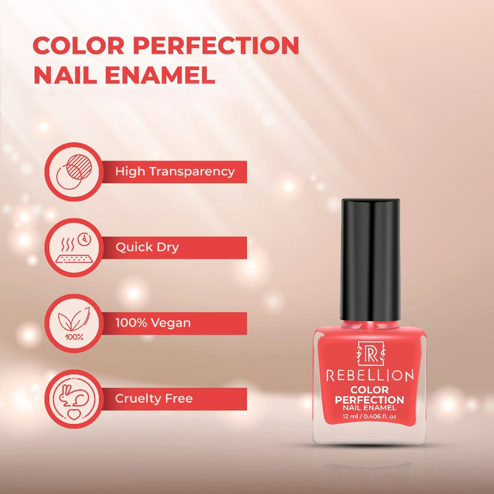 Rebellion coral peach nail enamel features and characteristics